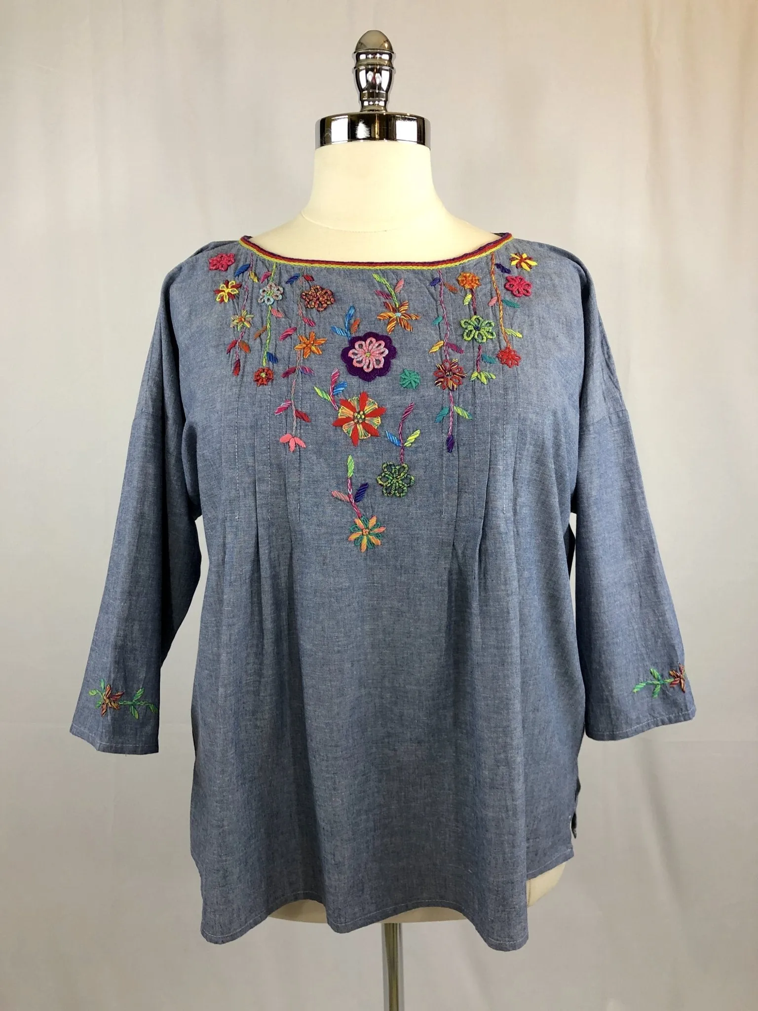 Karina Blue Multicolor Chambray Tunic