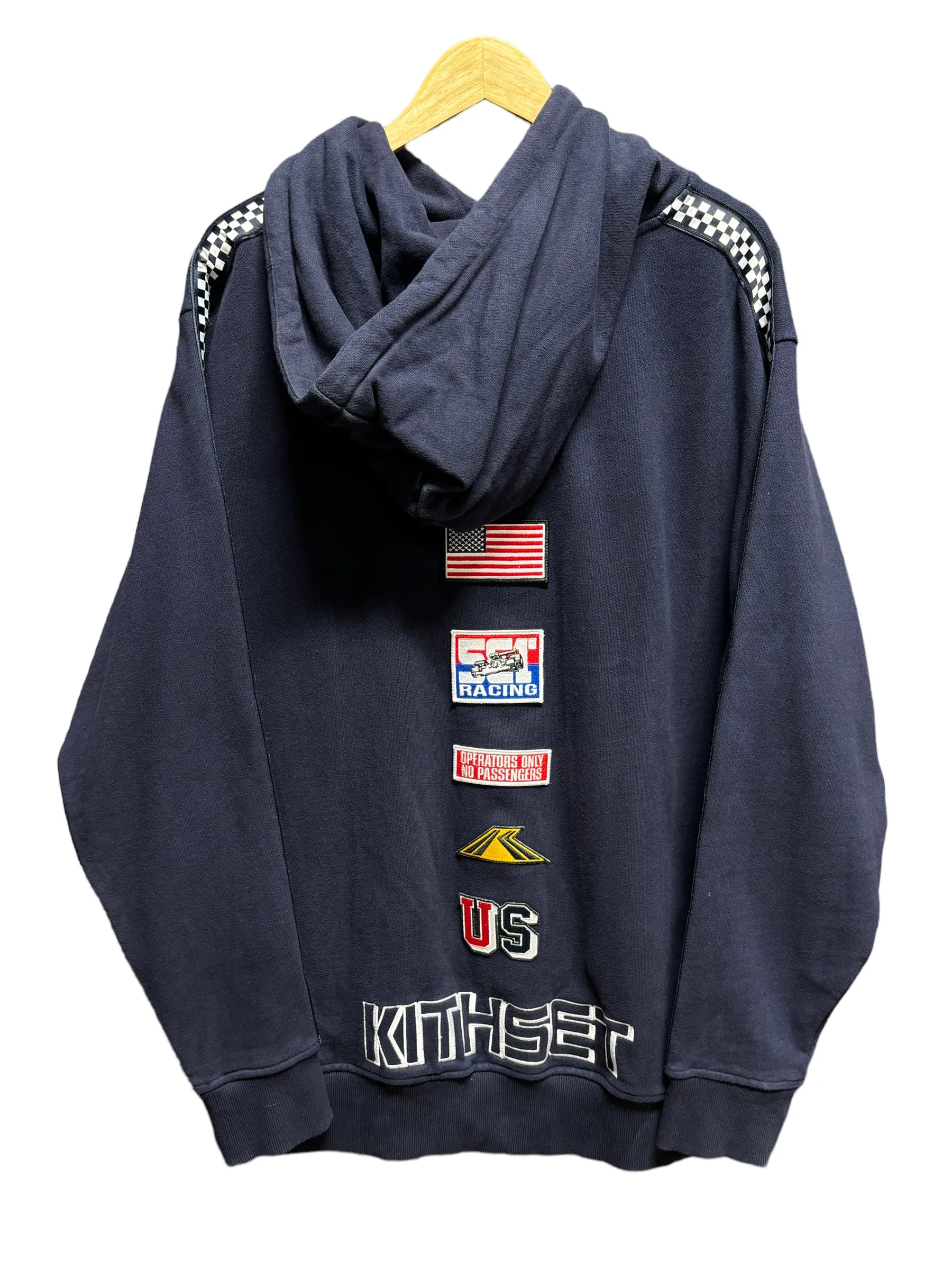 KITH Racing Box Logo Navy Blue Hoodie Size XL