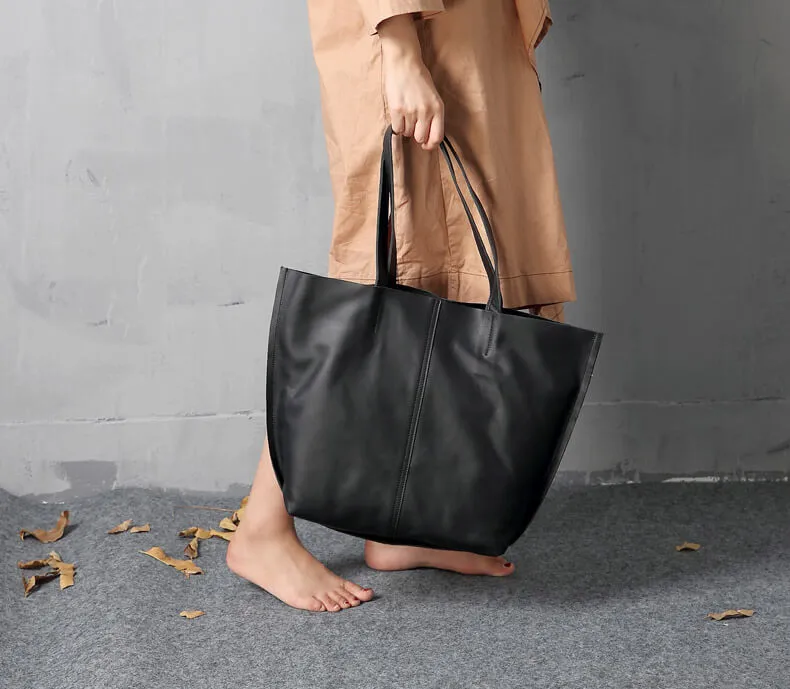 Large Tote Bag, Women's Handbag, Vintage Coffee Leather Bag, Shopping Purse 8932