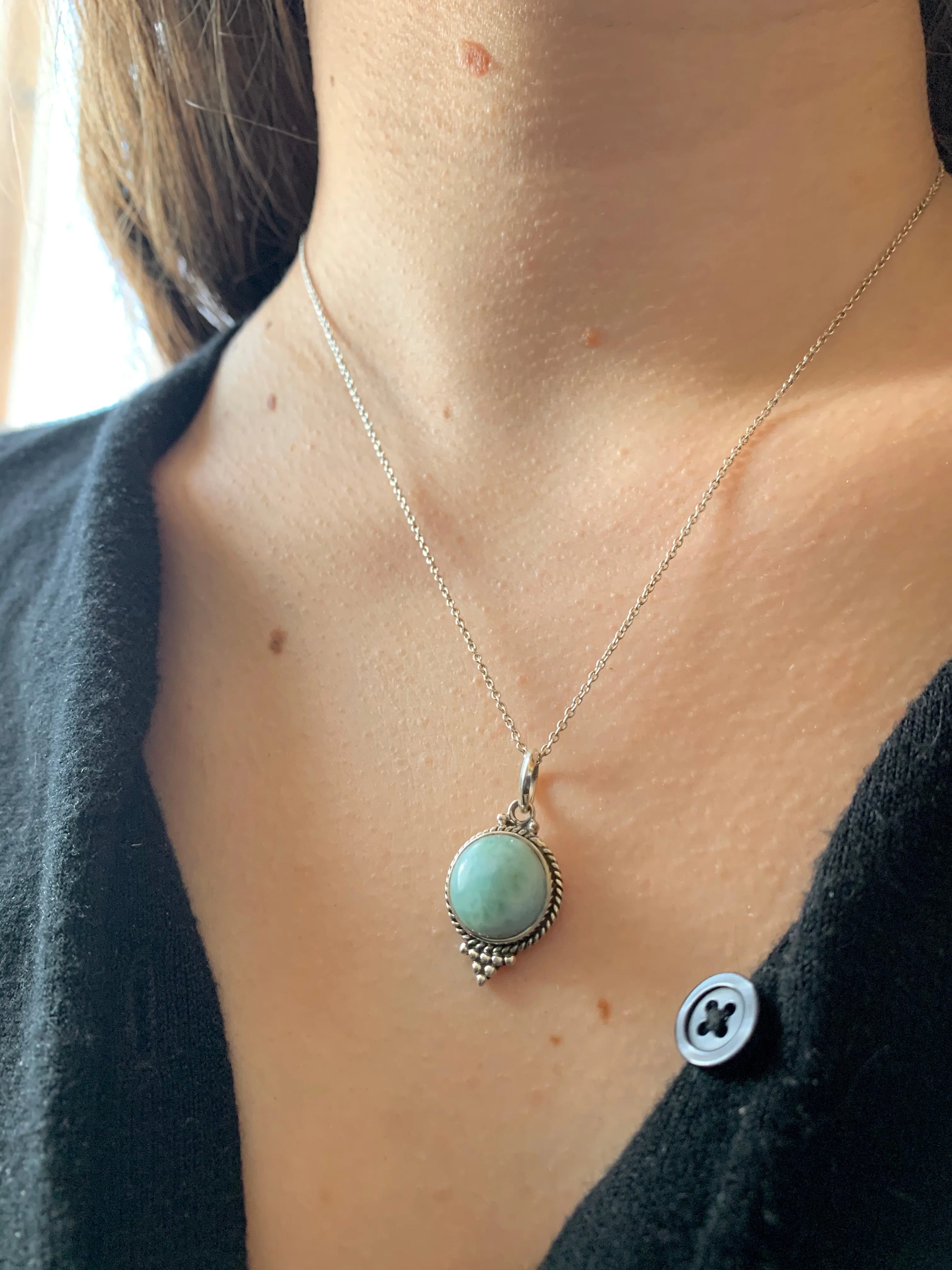 Larimar Cassia Dot Pendant - XSmall Round