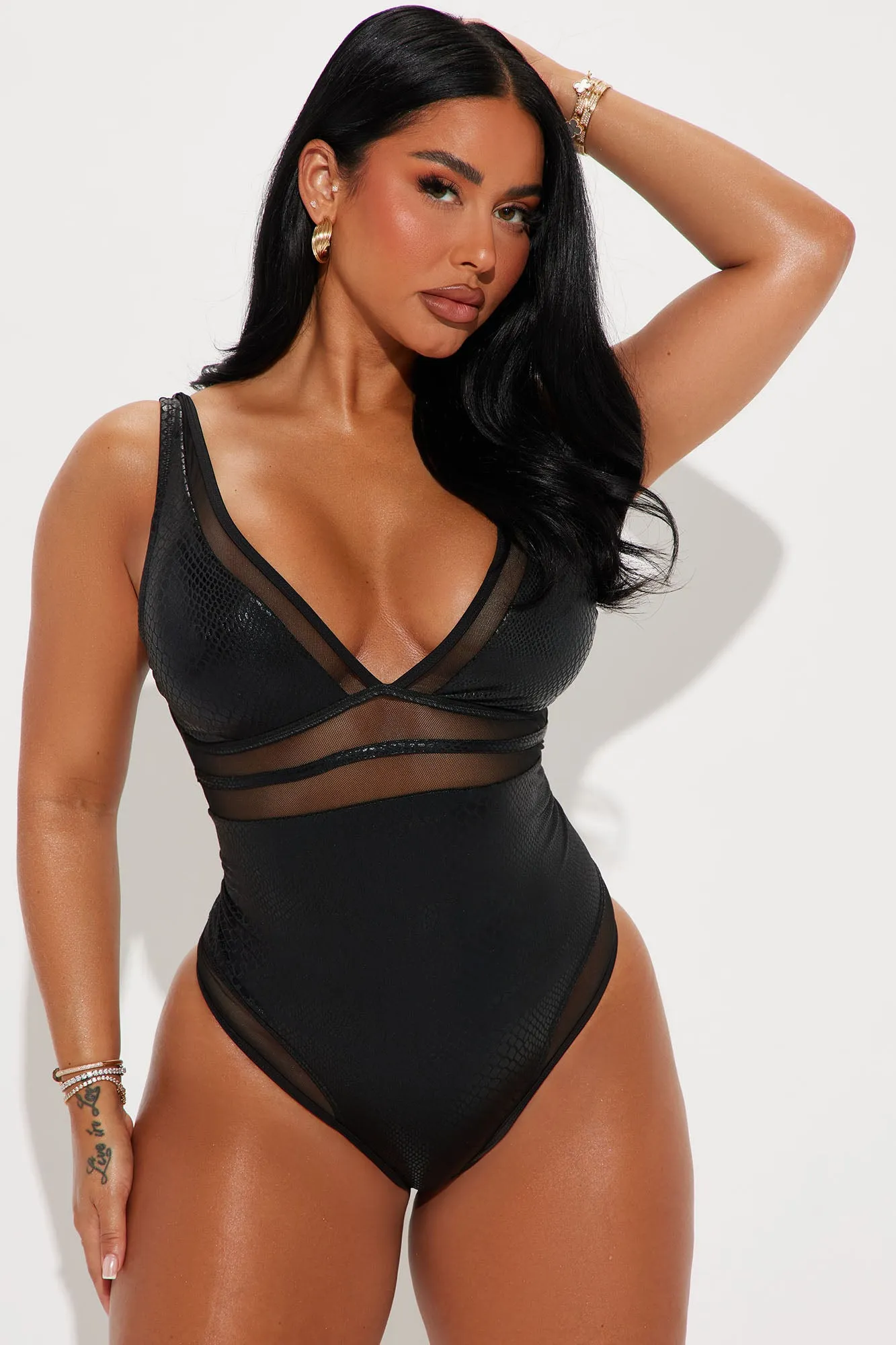 Lauryn Mesh Cutout 1 Piece Swimsuit - Black