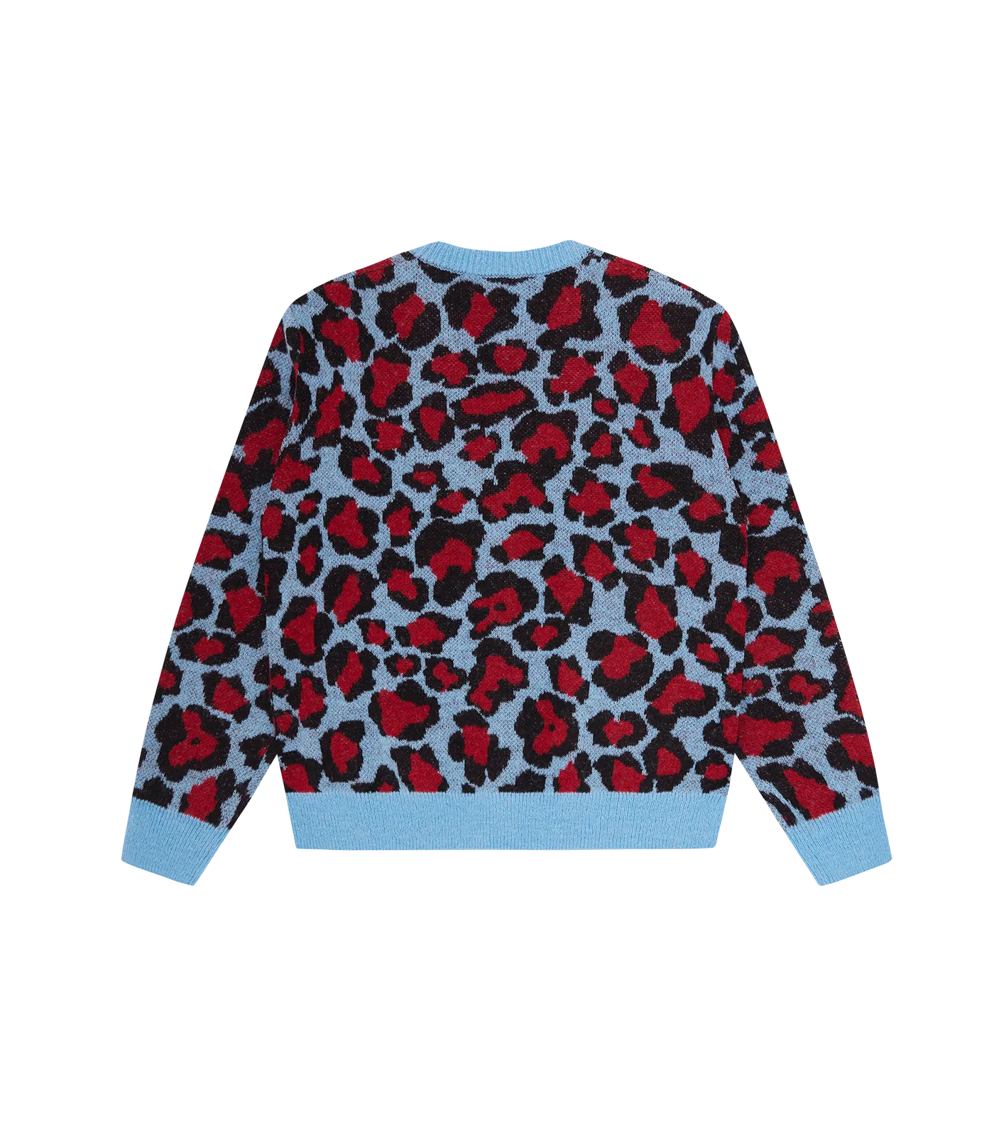 LEOPARD PRINT KNITTED CARDIGAN - RED/BLUE