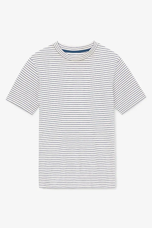 Leslie T-Shirt - Thin Striped Pima Cotton :: Ivory / Coastline