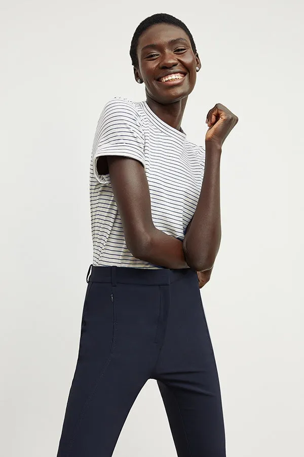 Leslie T-Shirt - Thin Striped Pima Cotton :: Ivory / Coastline