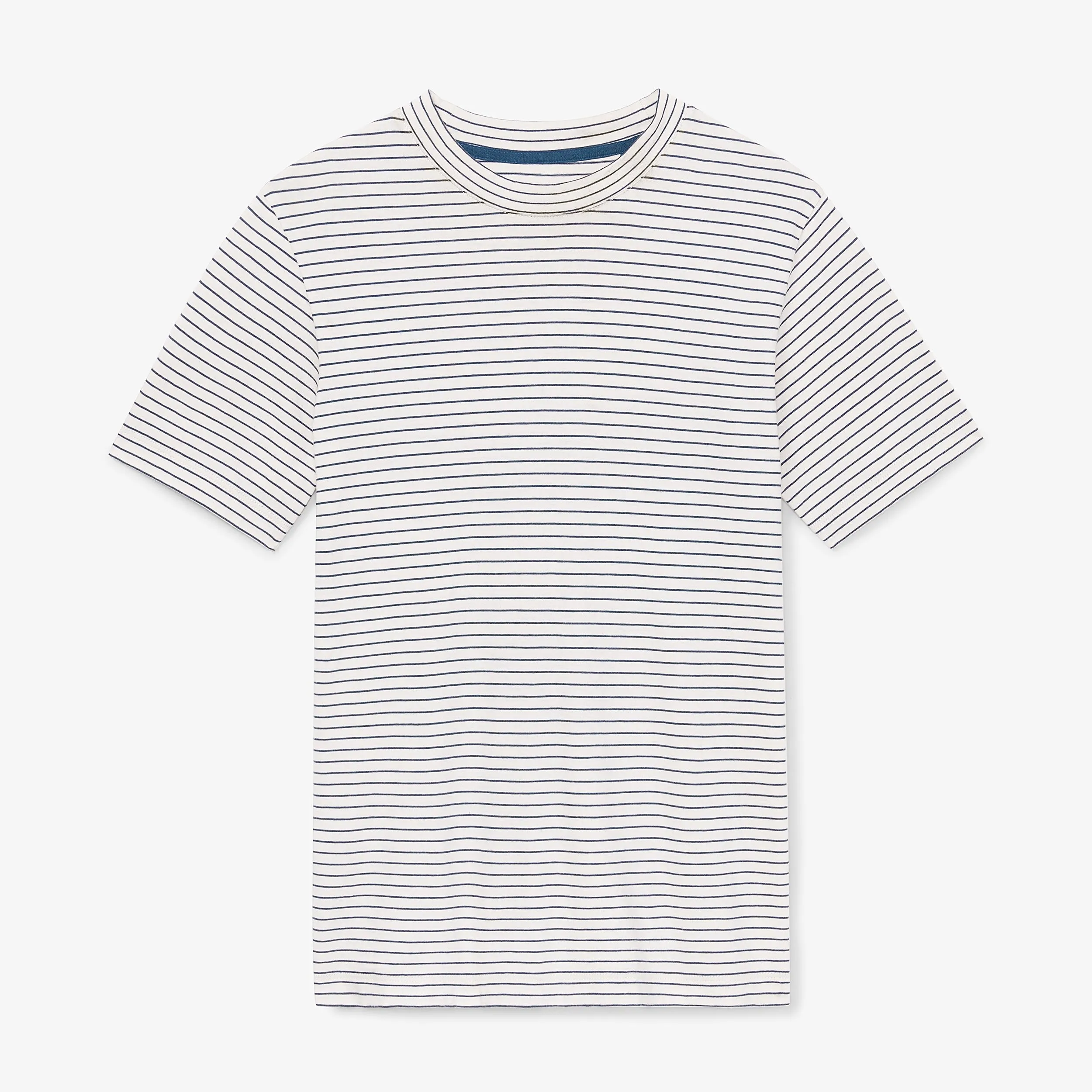 Leslie T-Shirt - Thin Striped Pima Cotton :: Ivory / Coastline