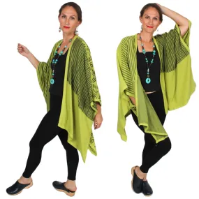 Lime-Black Dairi Fashions Paunchu Ruana Jacket Moroccan Cotton Combo Sml-9x