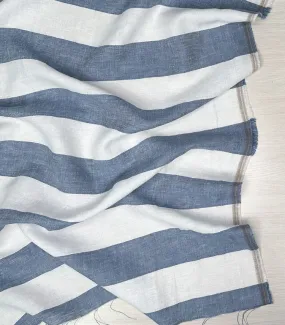 Linen/Cotton blend - Blue/White Stripe