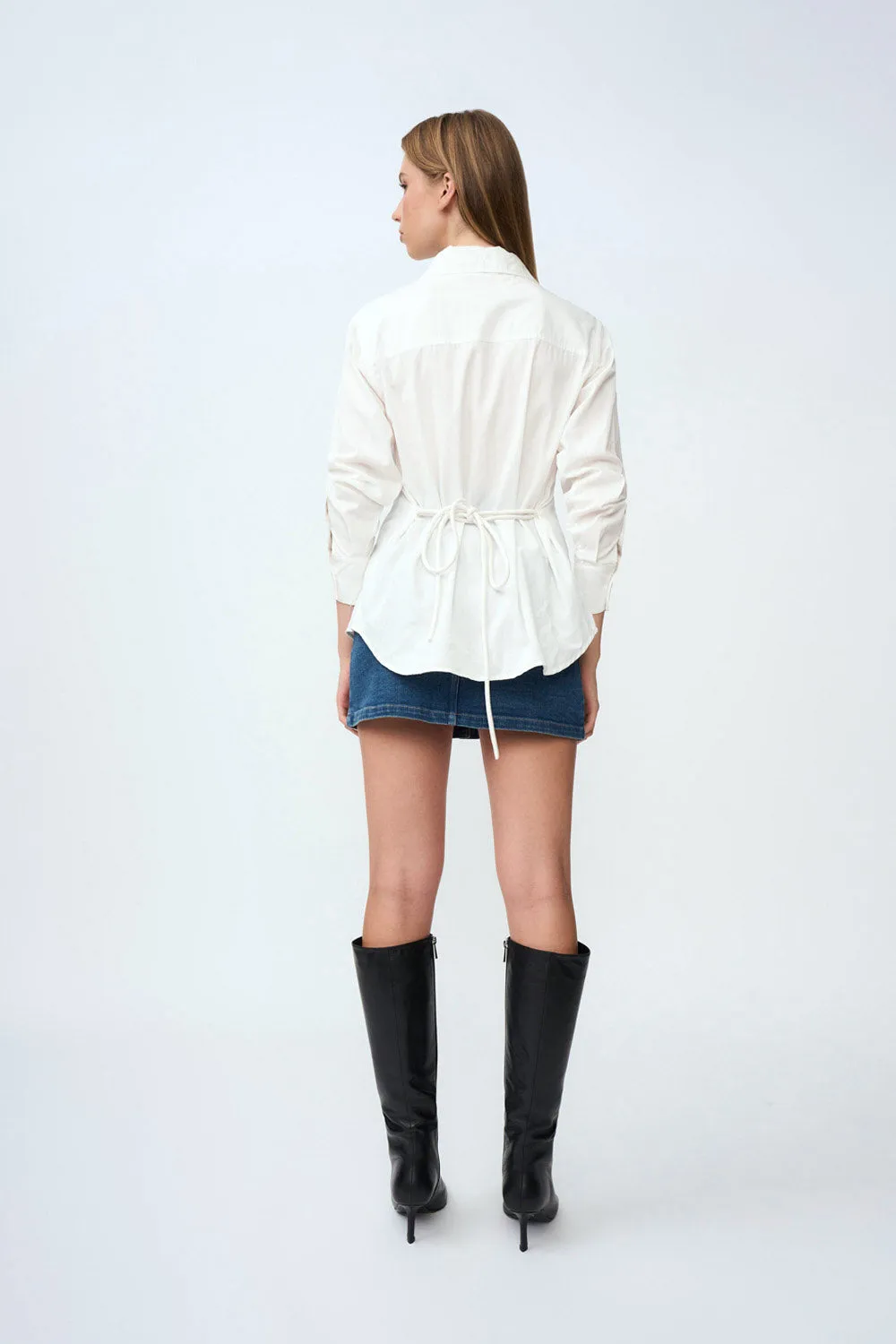 Liona Lace Up Shirt - Ivory