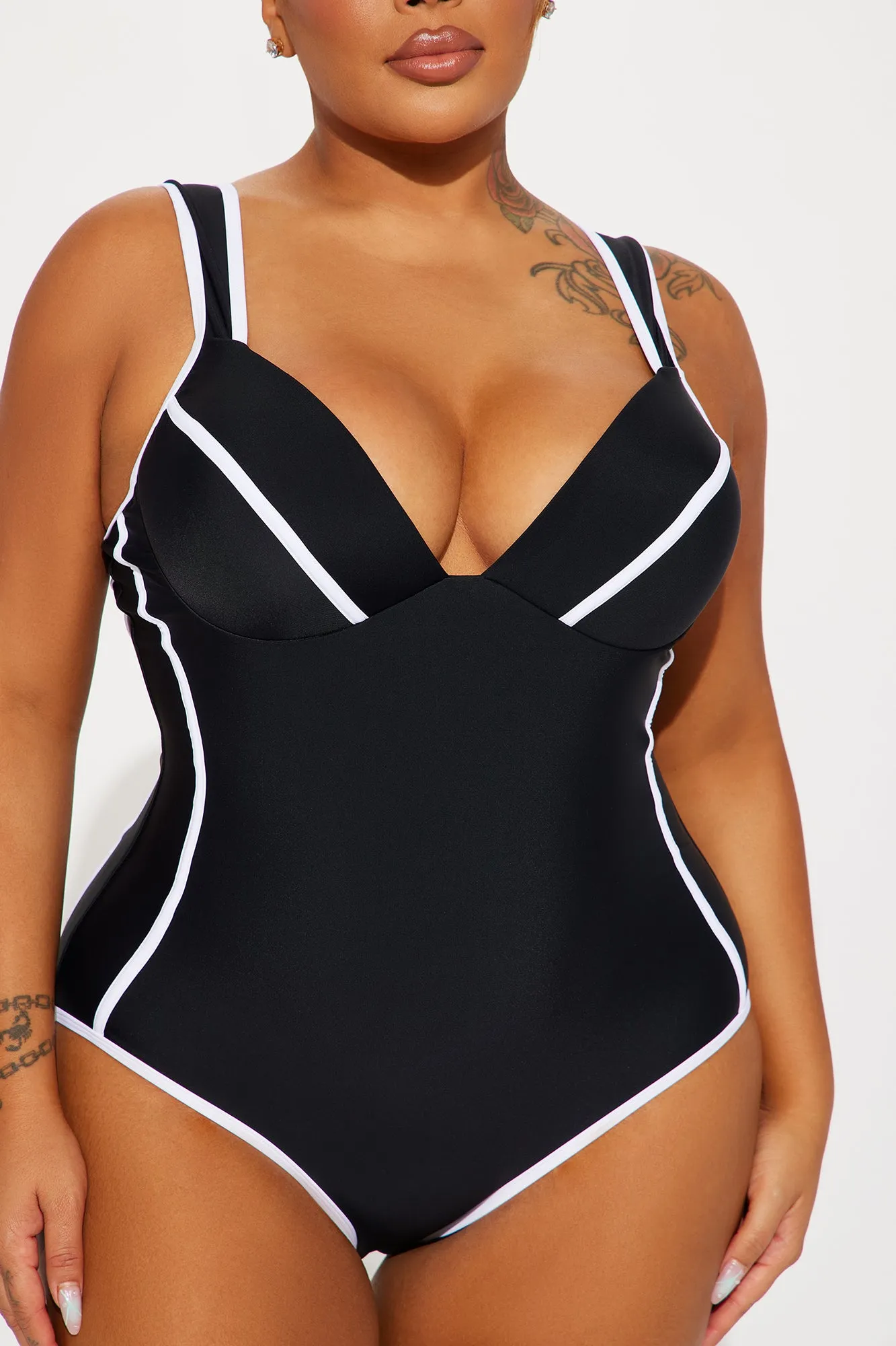 London 1 Piece Swimsuit - Black/White