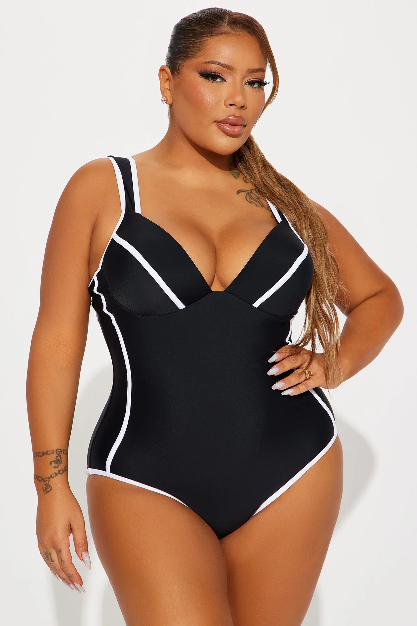 London 1 Piece Swimsuit - Black/White