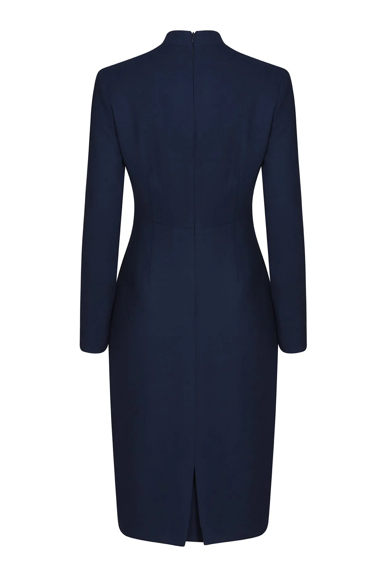 Long-Sleeve Shift Style Dress in Navy - Emma