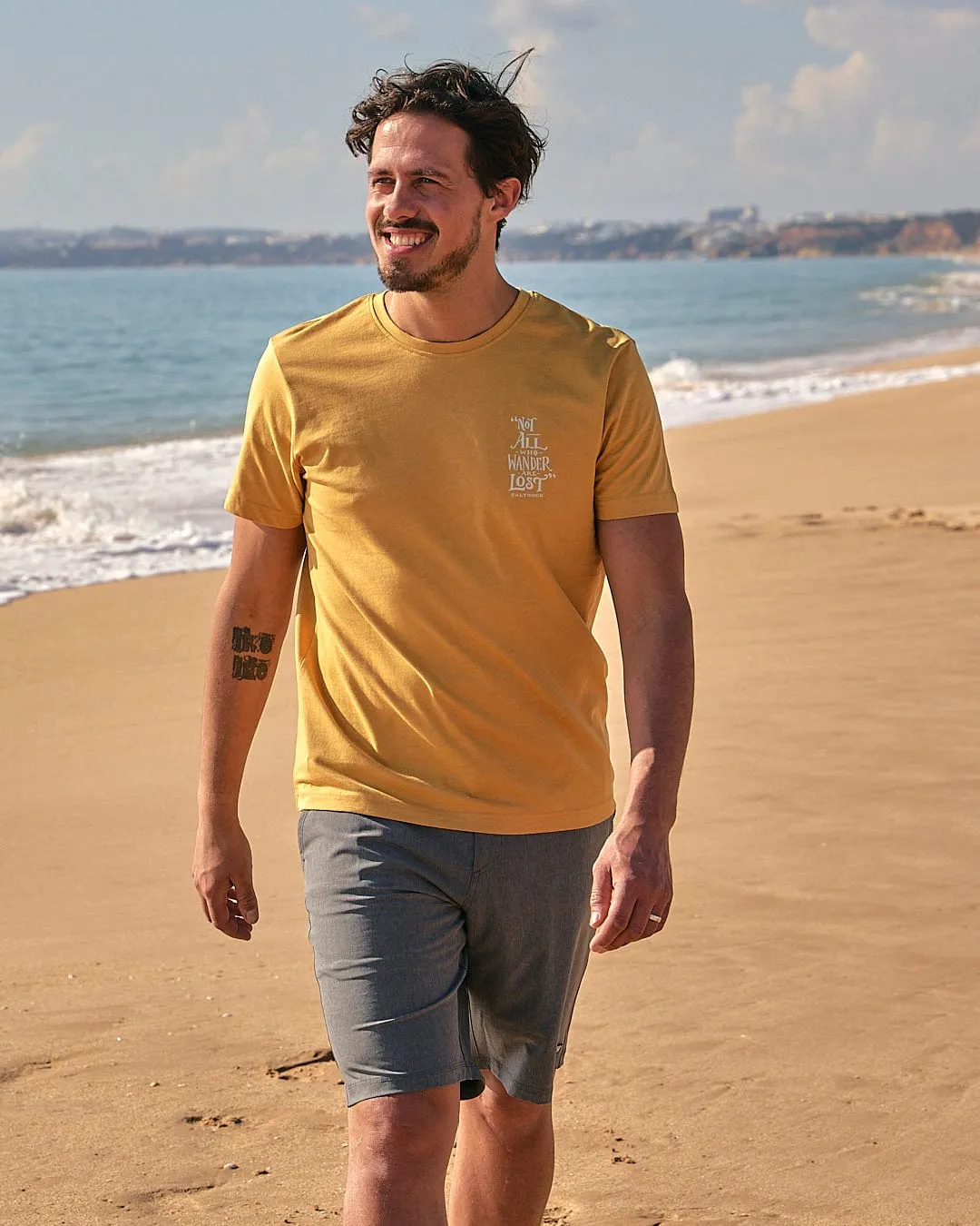 Lost Ships - Mens Short Sleeve T-Shirt - Yellow