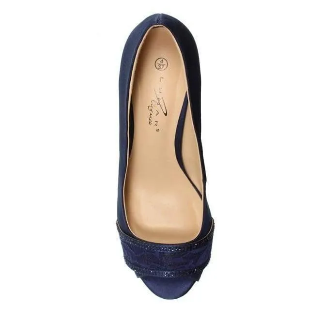 Lunar Casely Navy Peep Toe Court Shoe