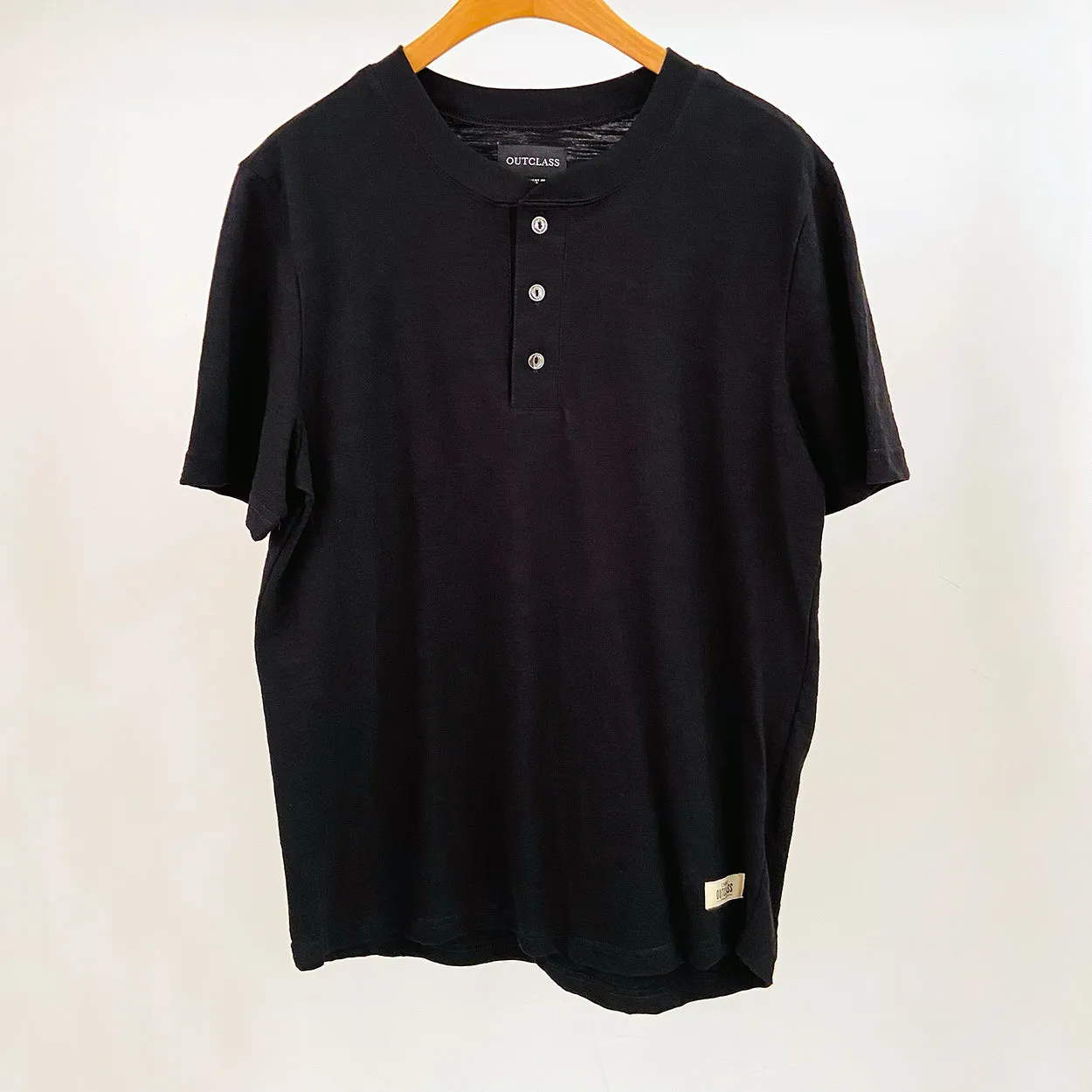 M - Black Slub S/S Henley