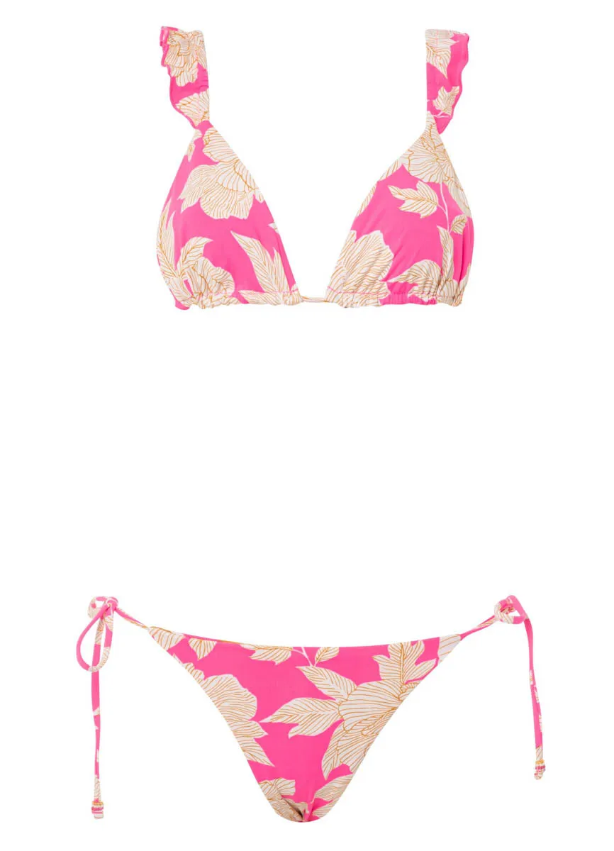 Maaji Floral Duo Crush Ruffle Triangle Bikini Top