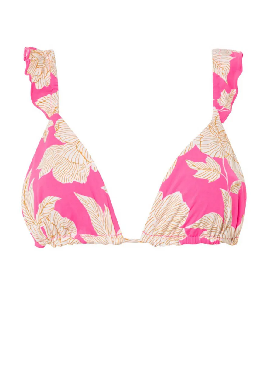 Maaji Floral Duo Crush Ruffle Triangle Bikini Top