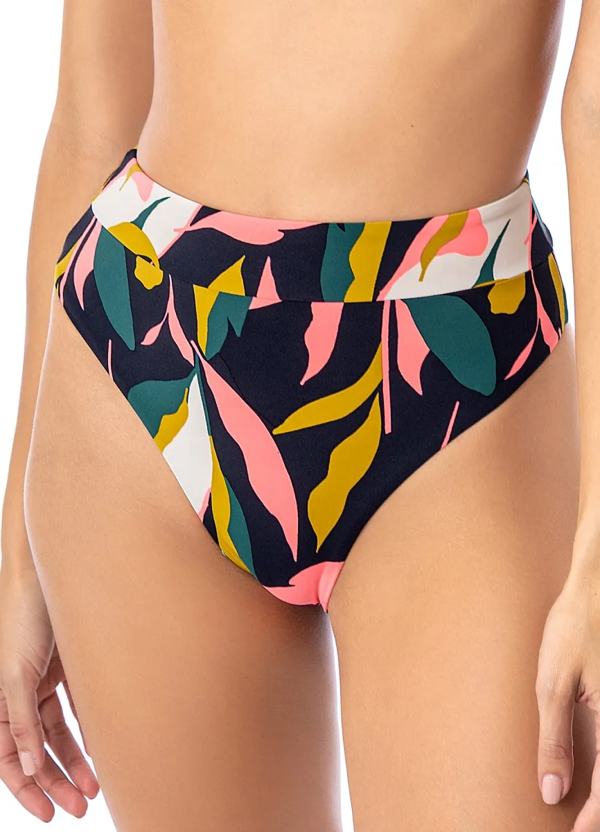 Maaji Lush Leaves Suzy Q High Rise/High Leg Bikini Bottom