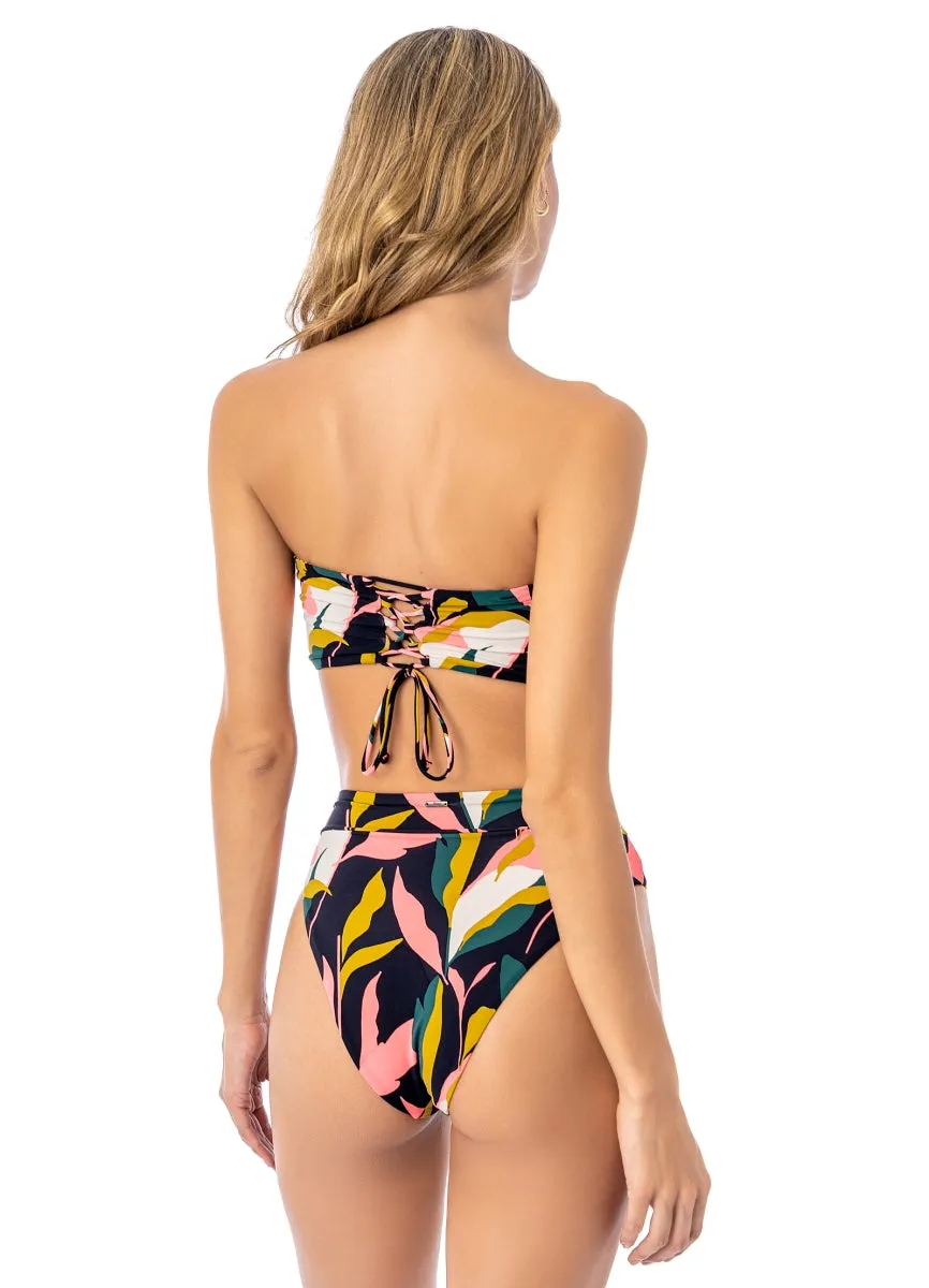 Maaji Lush Leaves Suzy Q High Rise/High Leg Bikini Bottom