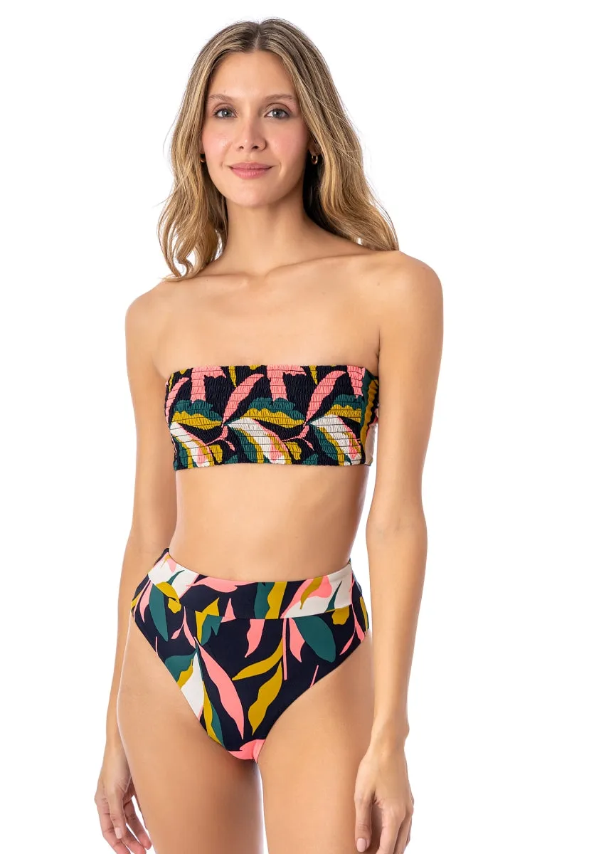 Maaji Lush Leaves Suzy Q High Rise/High Leg Bikini Bottom