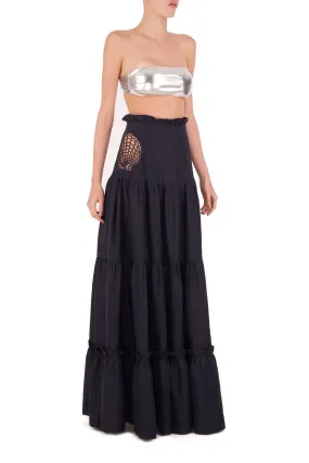 Marine Long Skirt With Seashell Embroidery