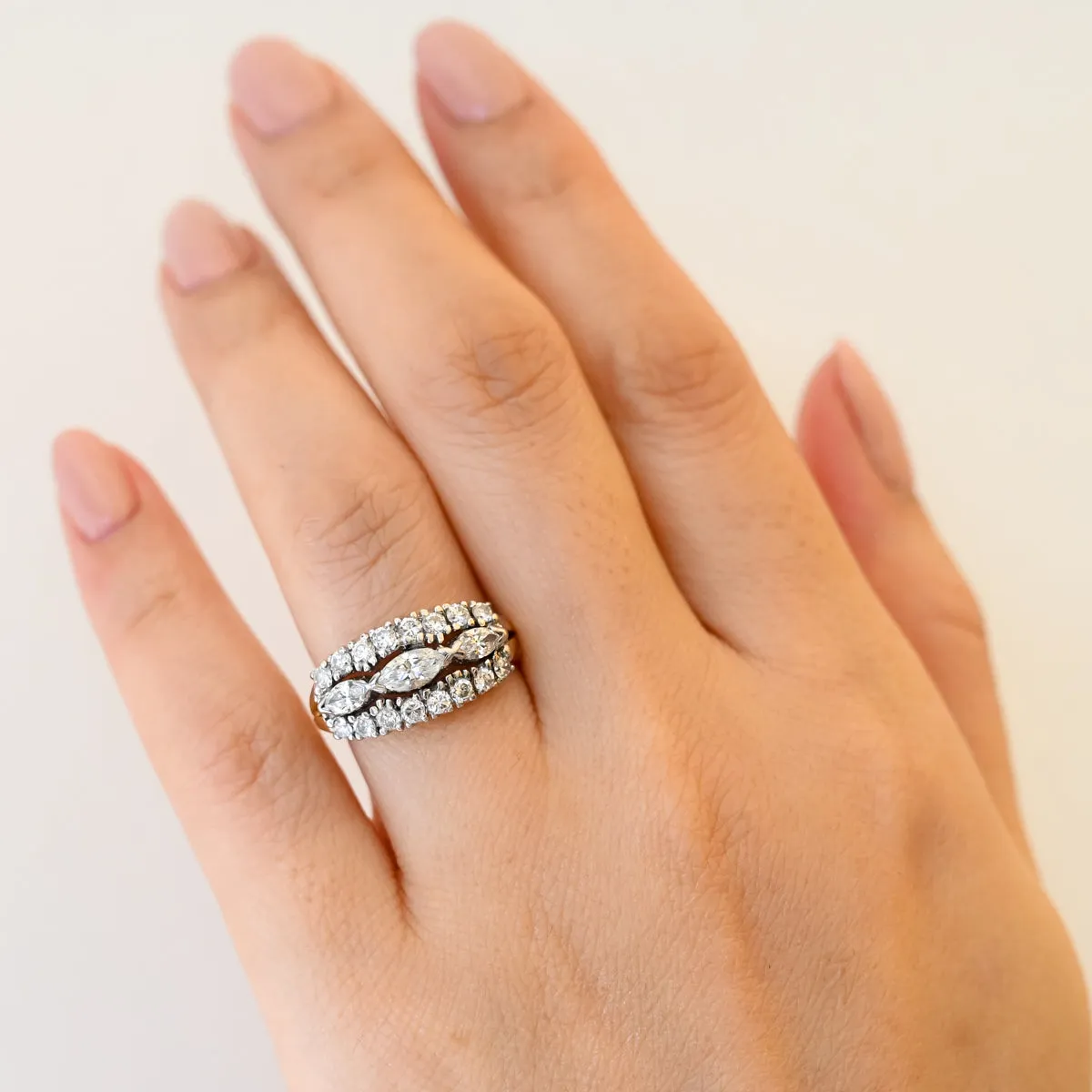 Marquise Diamond Three-Row Band