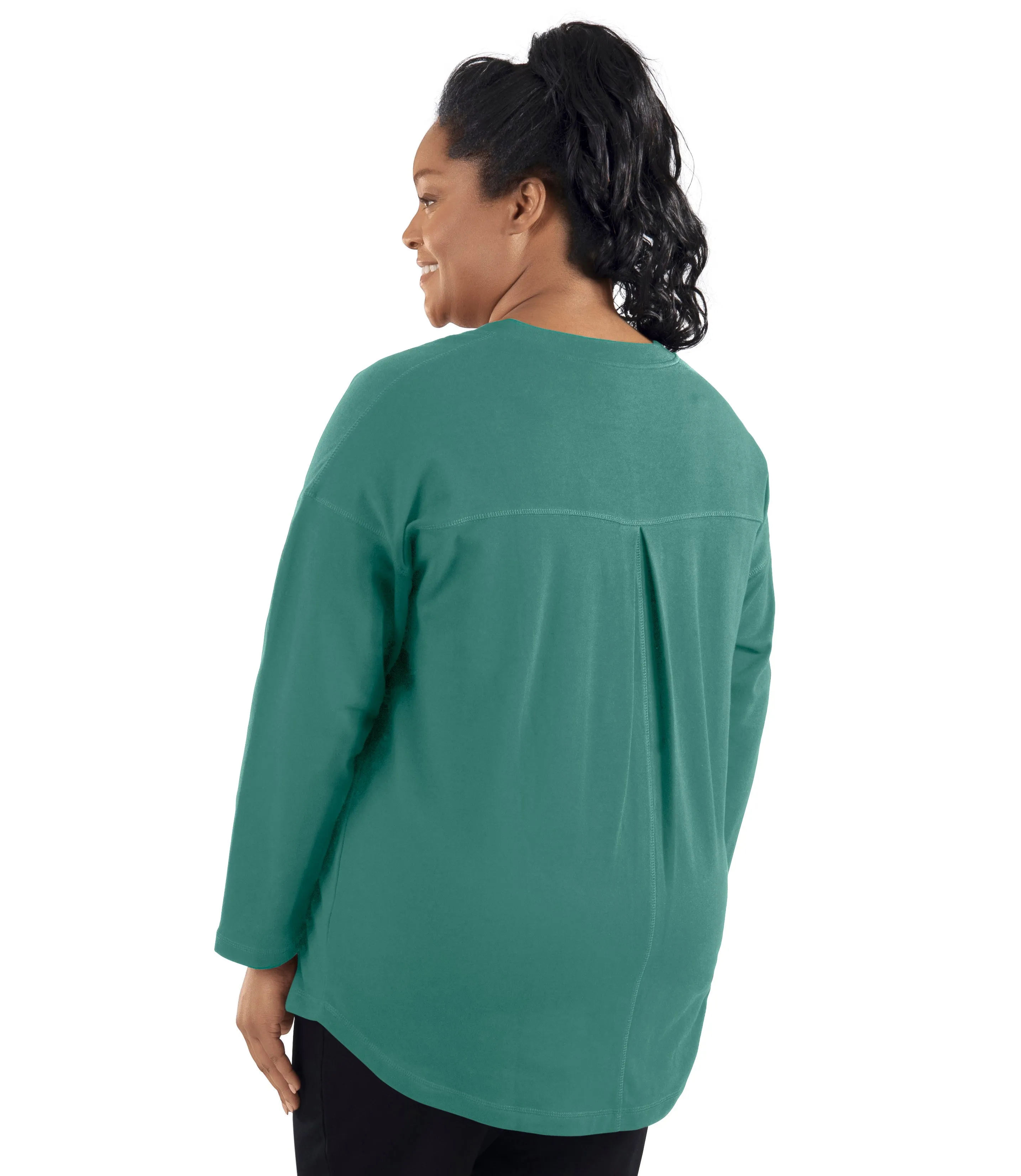 MaVie Cotton Drop Shoulder V-neck Tunic Classic Colors