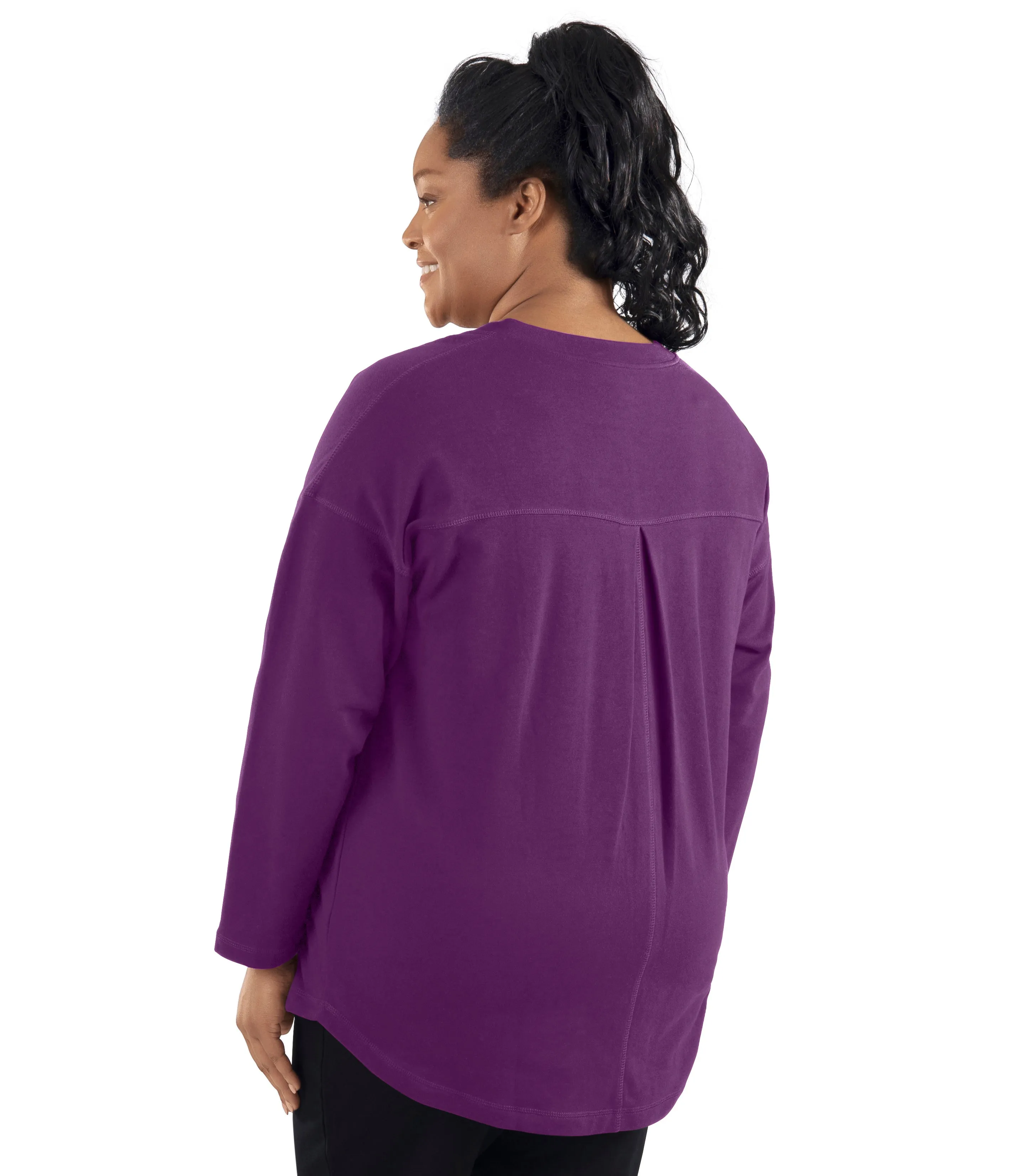 MaVie Cotton Drop Shoulder V-neck Tunic Classic Colors