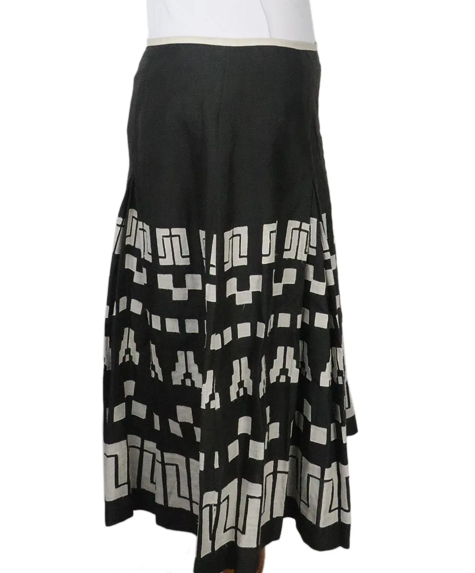 Max Mara Charcoal & Ivory Cotton Skirt sz 10