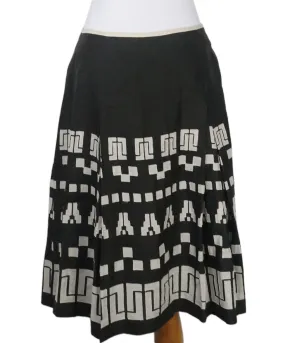 Max Mara Charcoal & Ivory Cotton Skirt sz 10