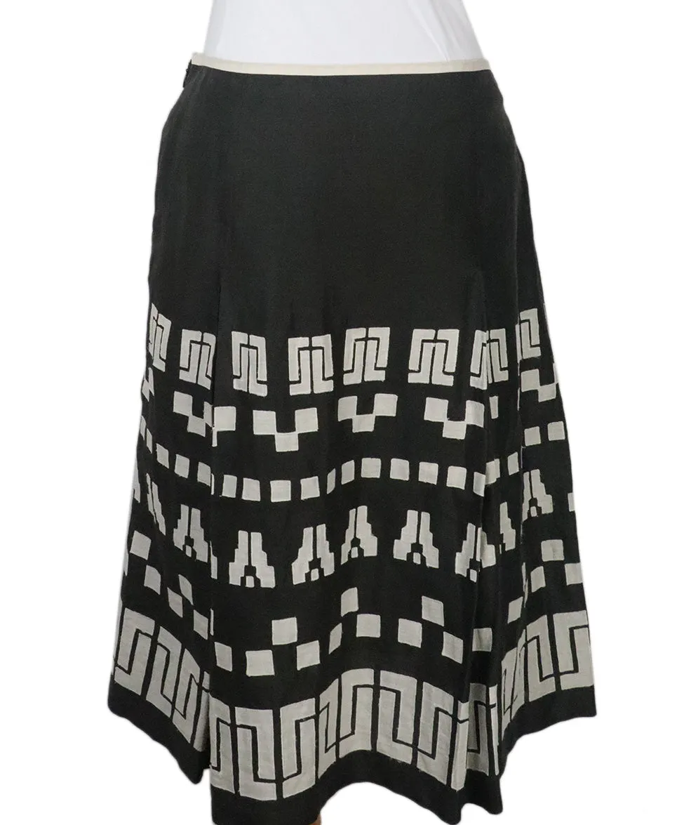 Max Mara Charcoal & Ivory Cotton Skirt sz 10