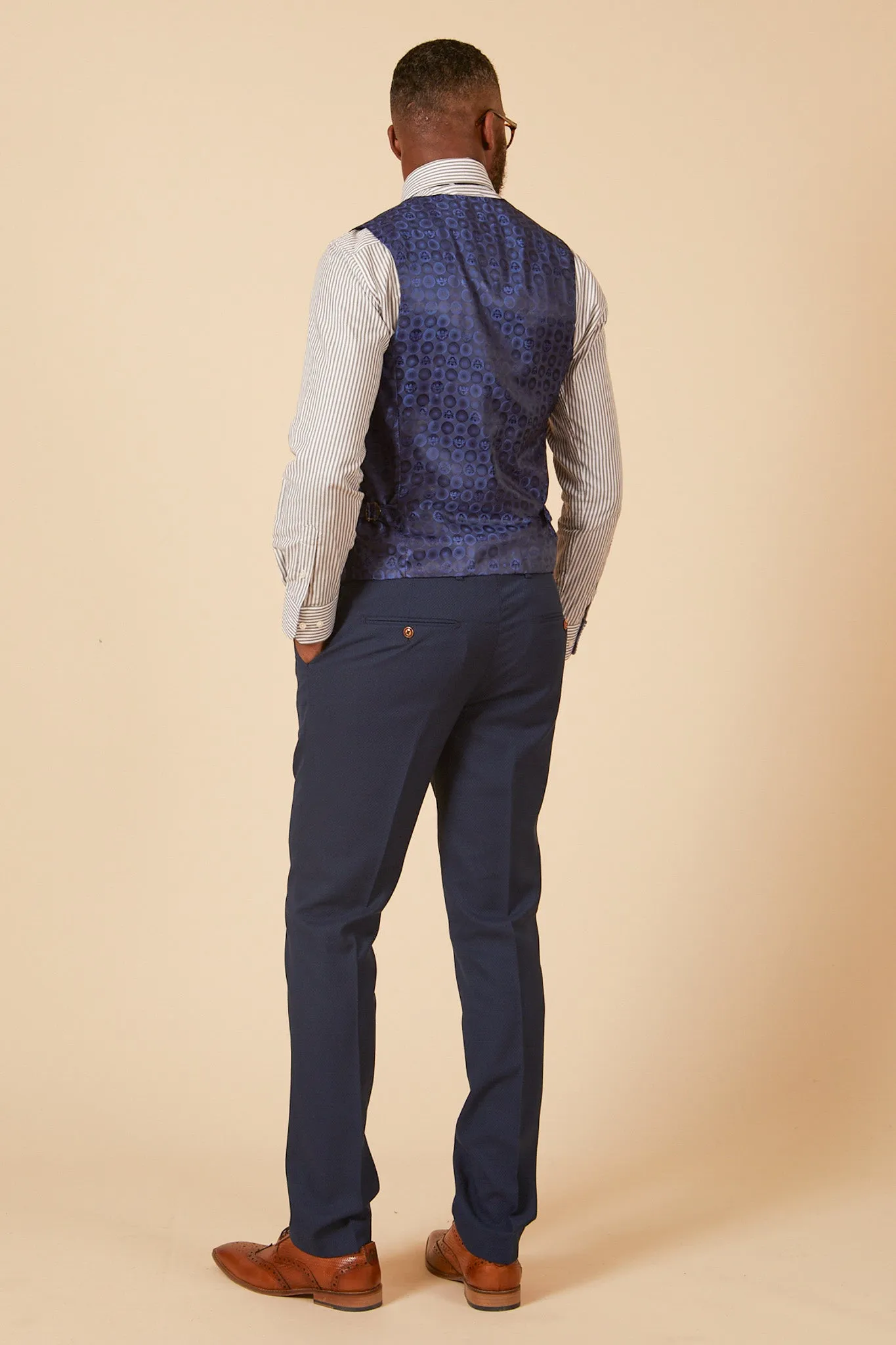 MAX - Royal Blue Three Piece Suit With Contrast Buttons