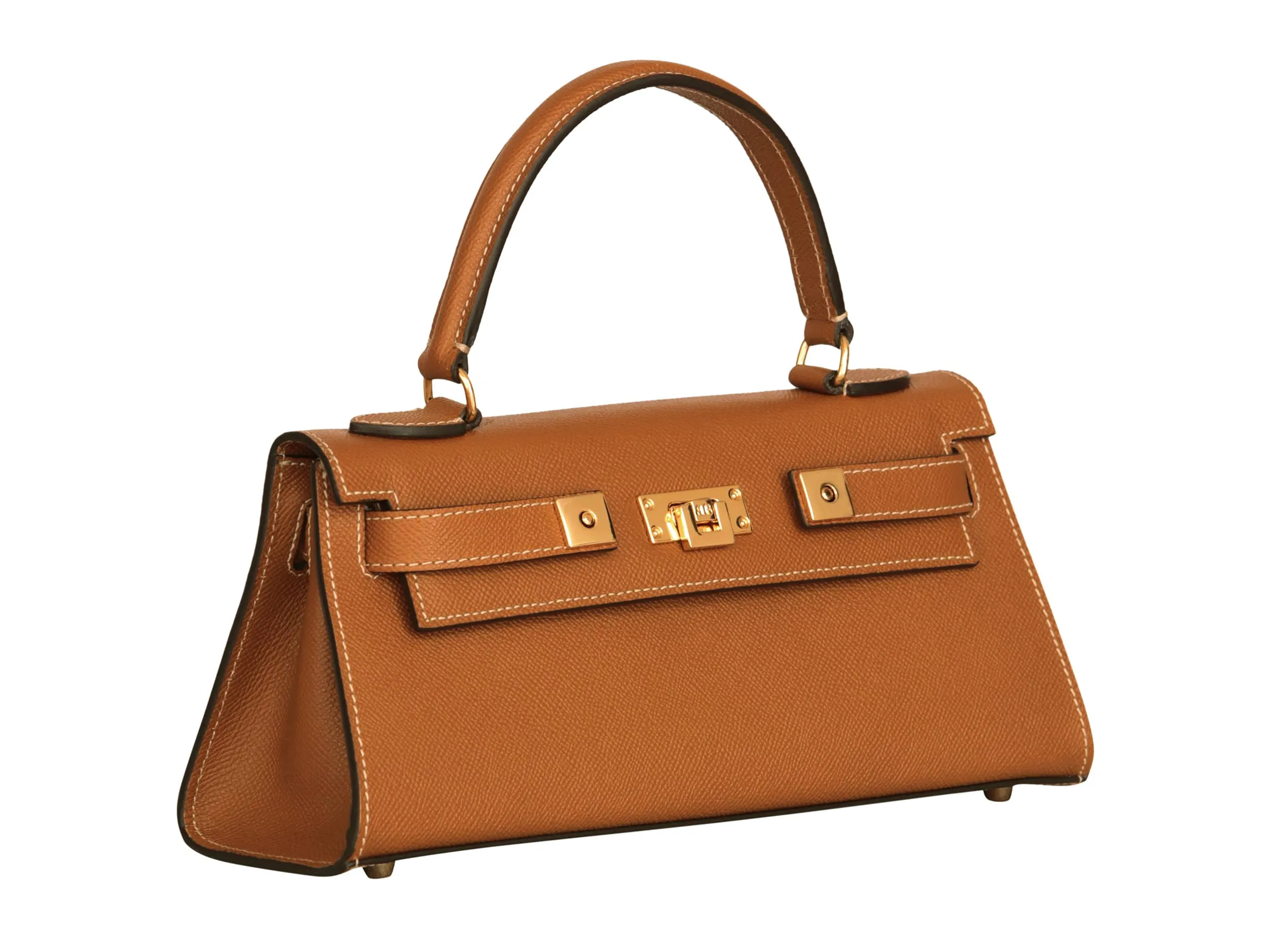 Maya East West Dolomite Pebble Print Calf Leather Handbag - Tan