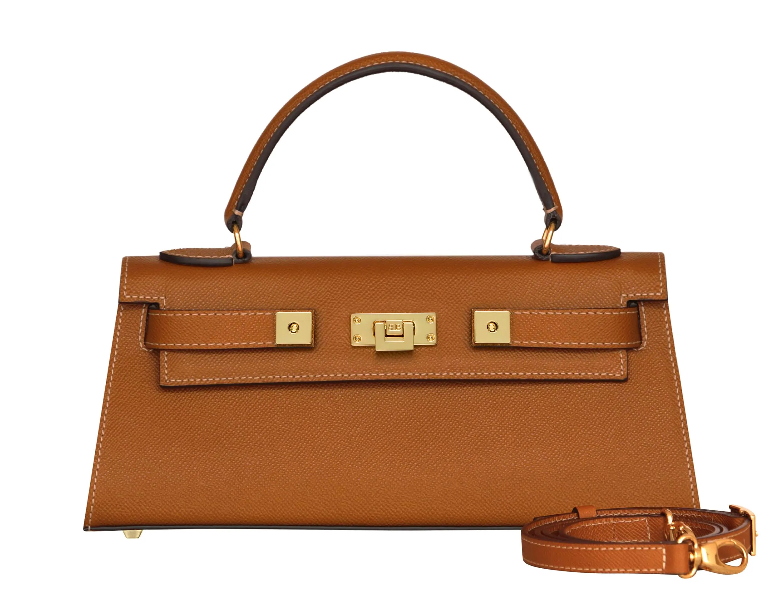 Maya East West Dolomite Pebble Print Calf Leather Handbag - Tan