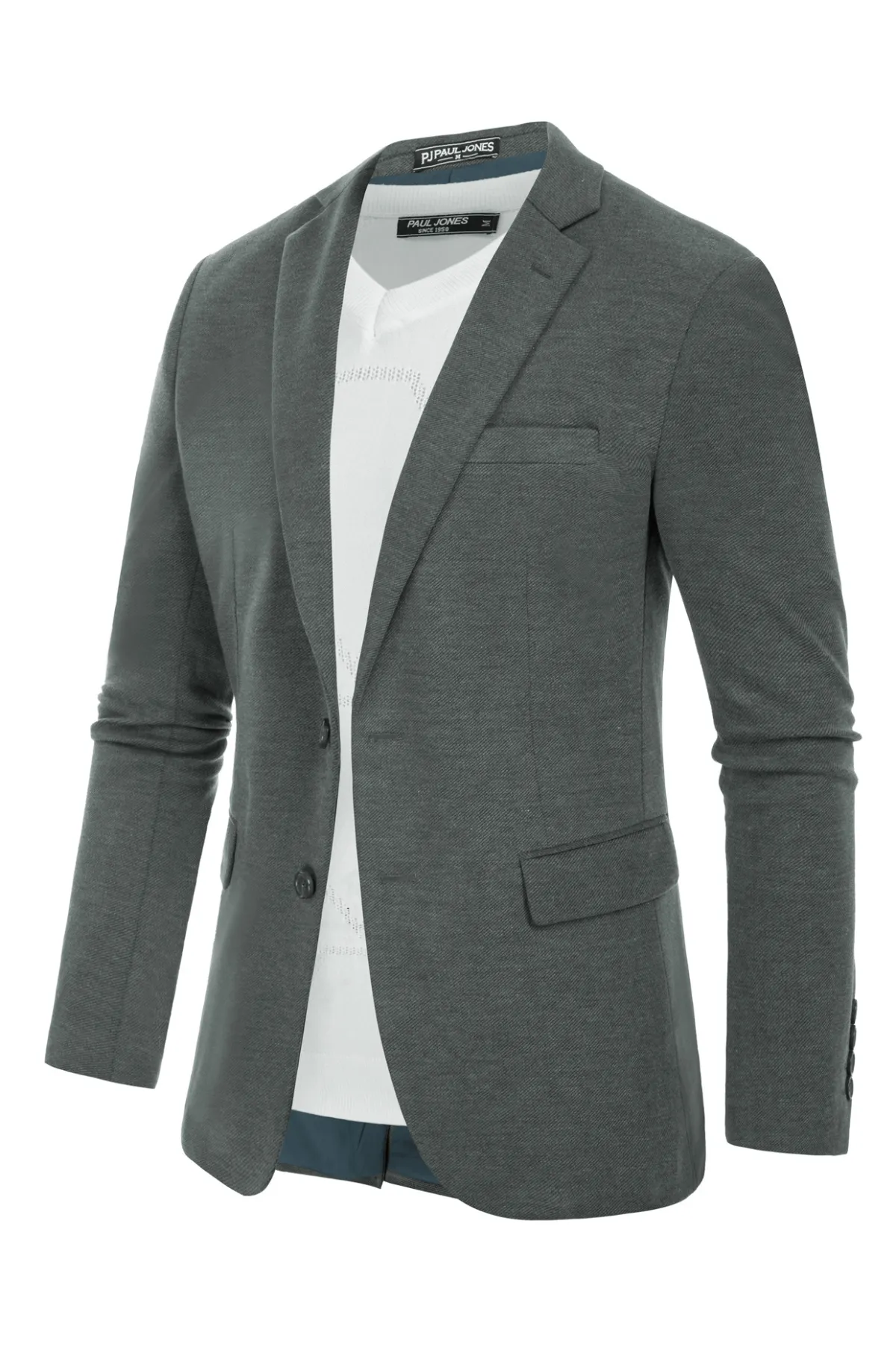 Men's Herringbone Blazer Jacket Two Buttons Lightweight Casual Knit Sport Coat