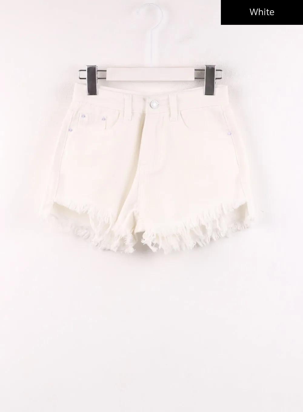 Mid Waist Ripped Denim Shorts IJ430