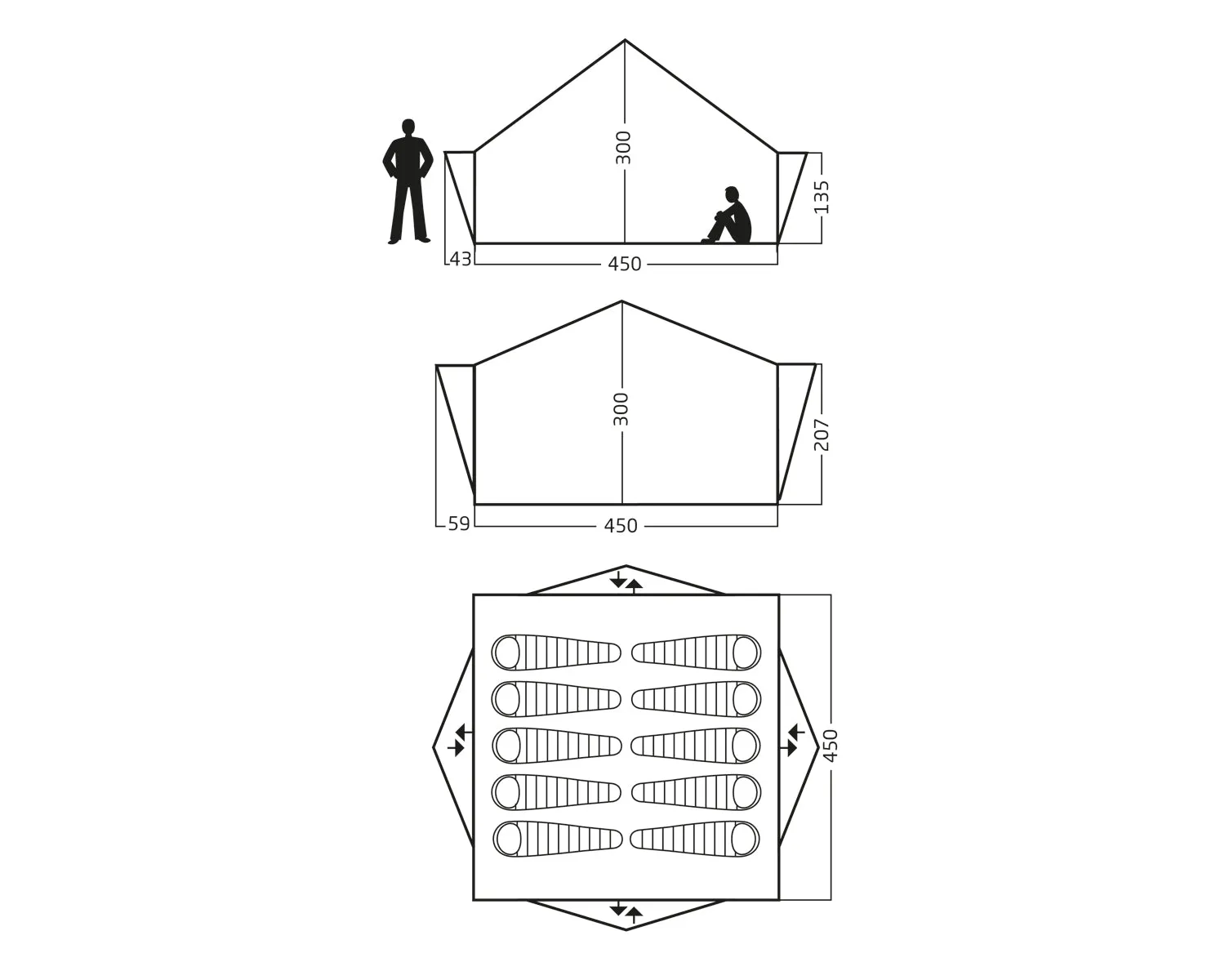 Midgard 20 m² glamping tent - 10 person - Natural