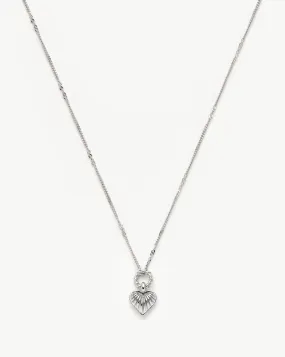 Mini Ridge Heart Charm Pendant Necklace | Sterling Silver