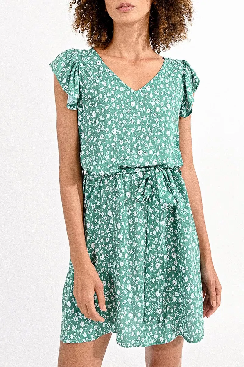 Molly Bracken Floral Tank Dress in Green