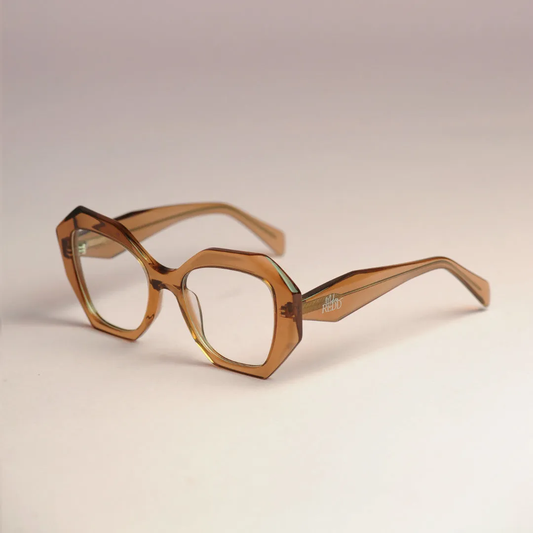 Monarch Redd Dot Oversized Transparent Light Brown Frames