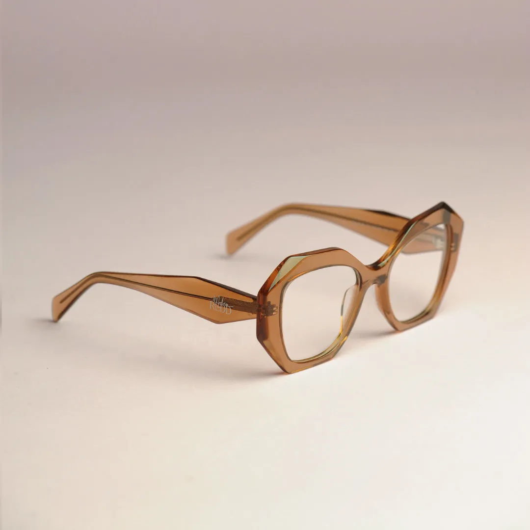 Monarch Redd Dot Oversized Transparent Light Brown Frames