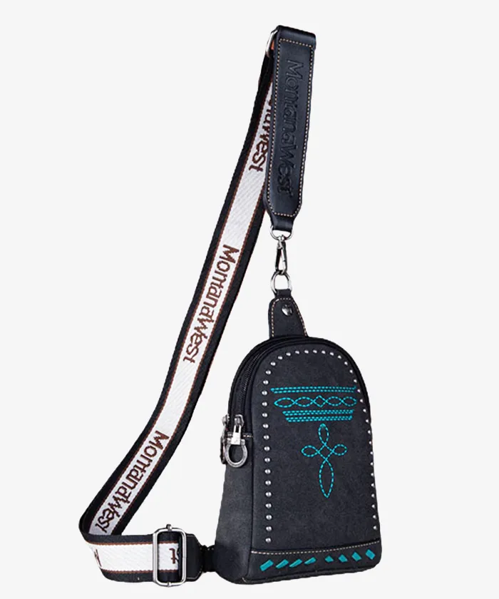 Montana West Embroidery Leather Sling Bag