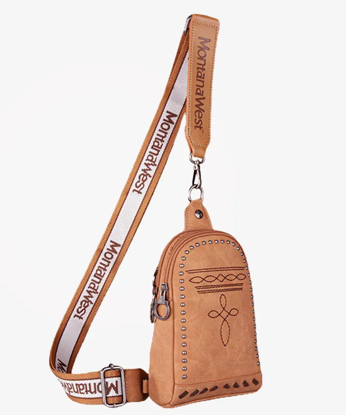 Montana West Embroidery Leather Sling Bag