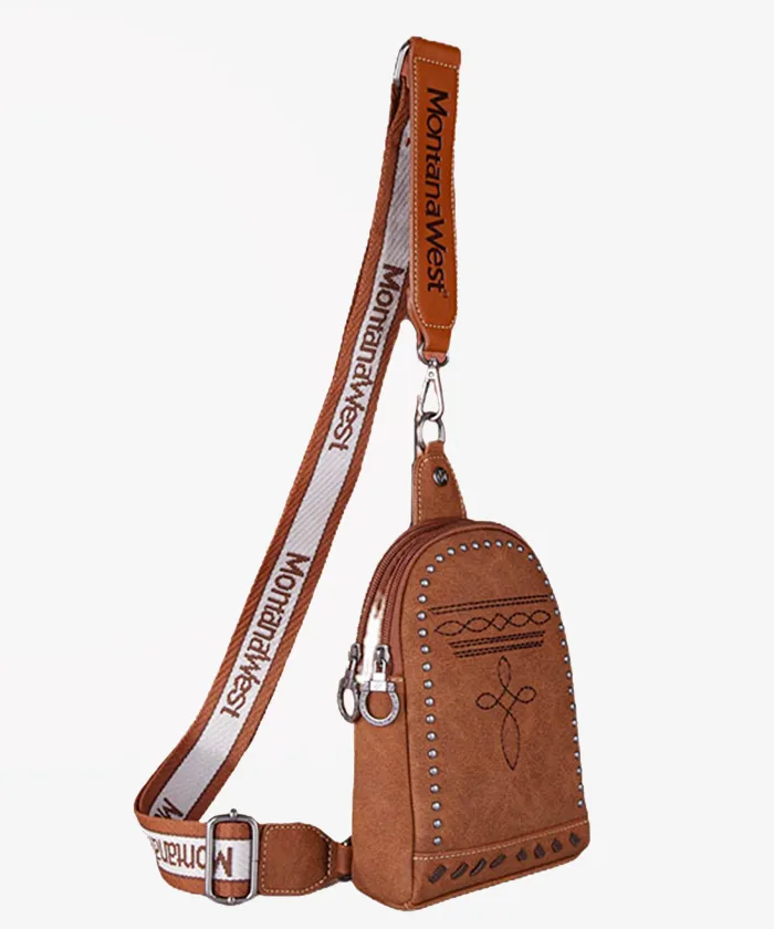 Montana West Embroidery Leather Sling Bag