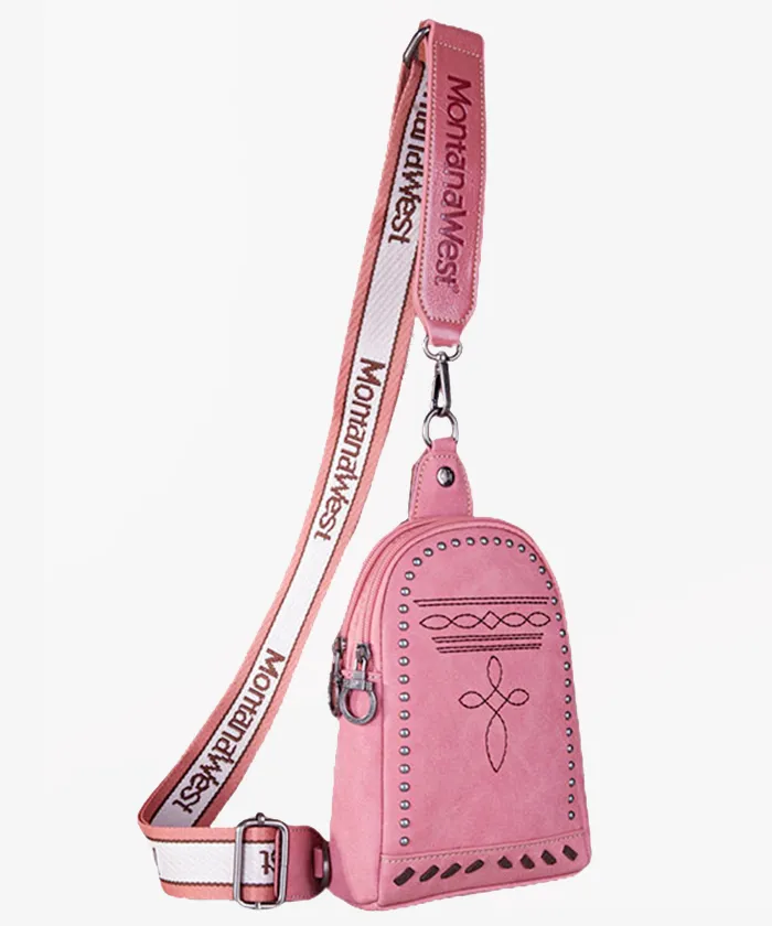 Montana West Embroidery Leather Sling Bag