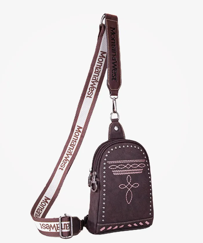 Montana West Embroidery Leather Sling Bag