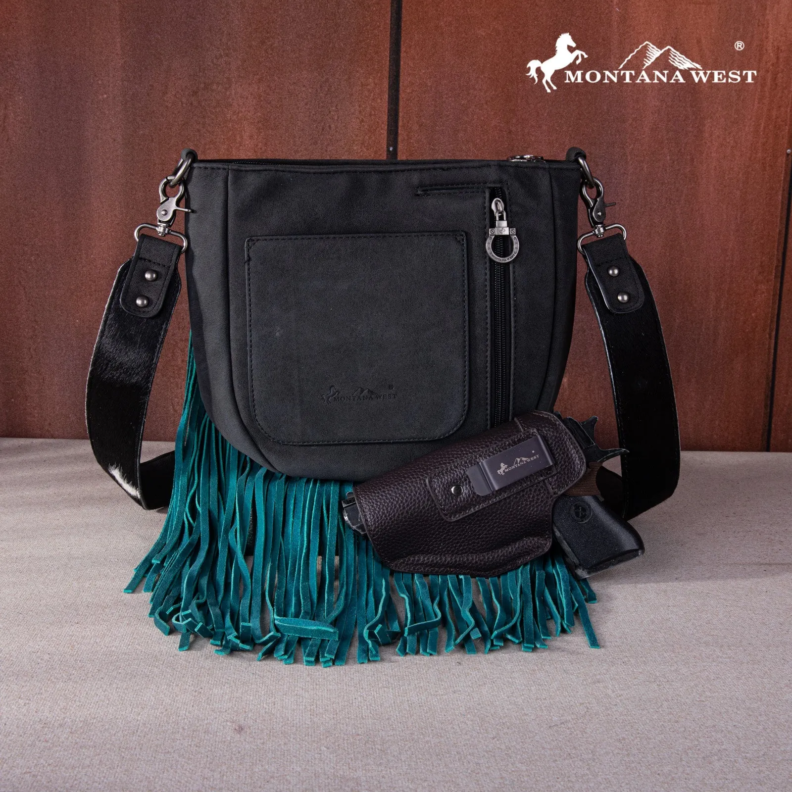 Montana West Hair-on Fringe Collection Crossbody Bag