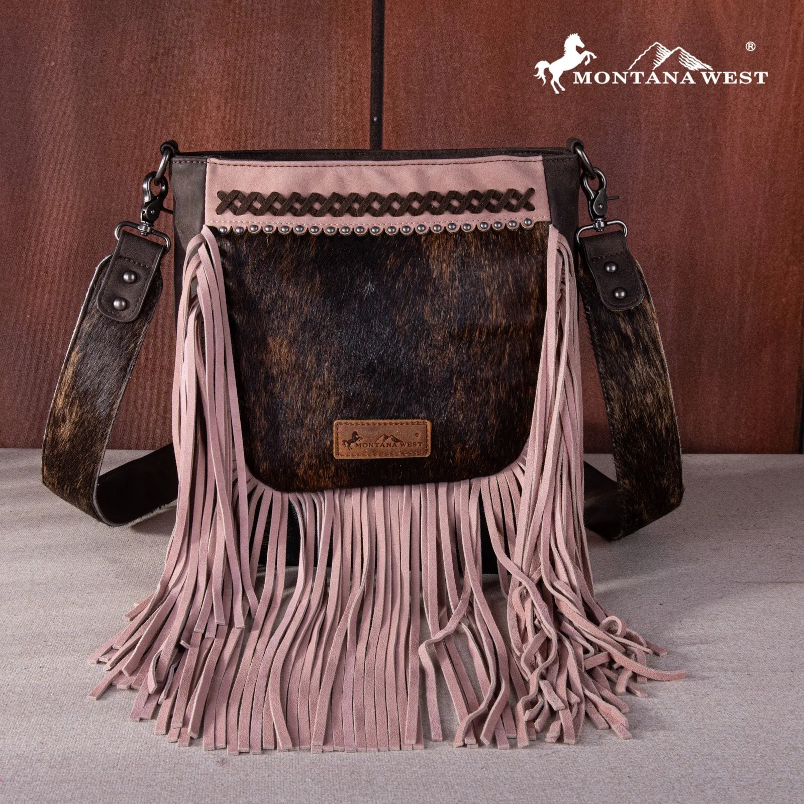 Montana West Hair-on Fringe Collection Crossbody Bag