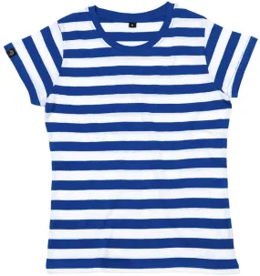 MTS M110 ― Weiches Damen Stripy Bio-Baumwolle T-Shirt - Blau / Weiß