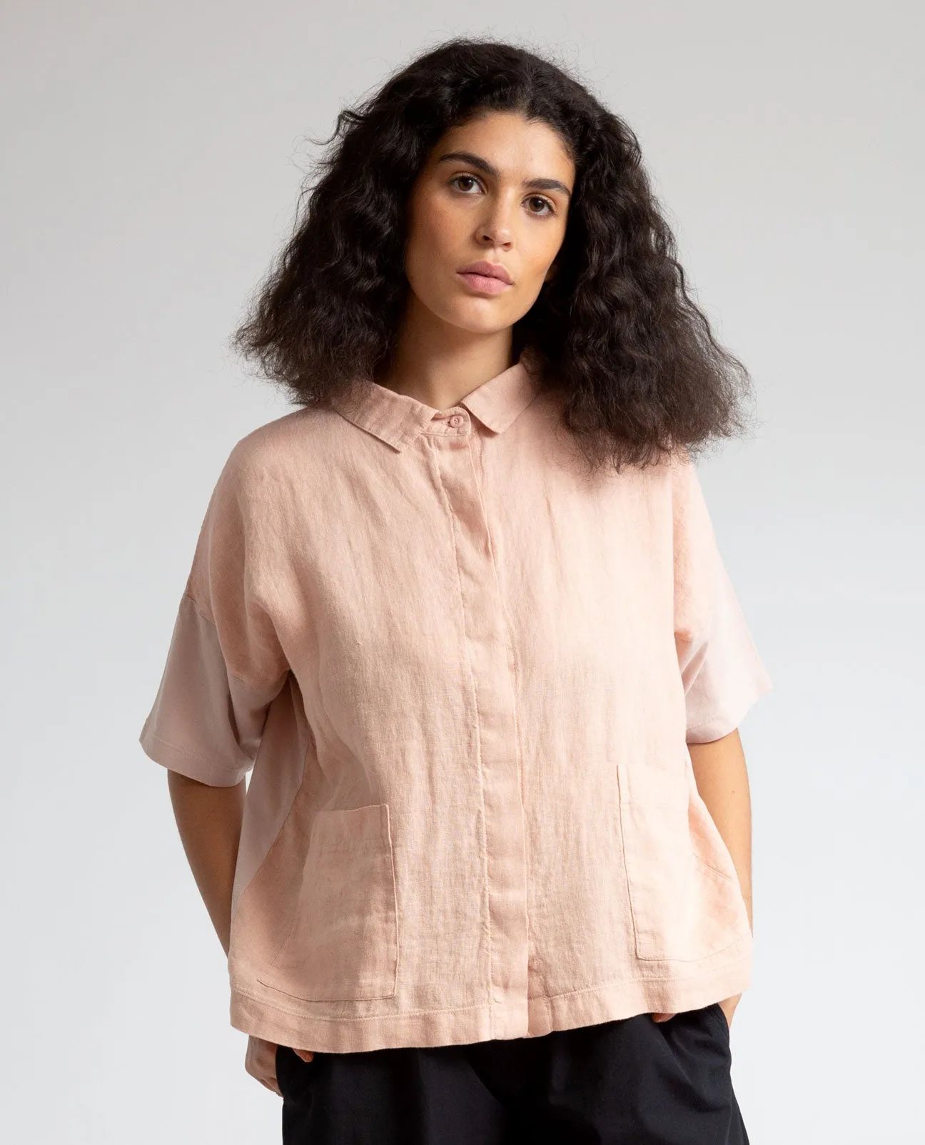 Naomi-May Organic Cotton & Linen Shirt In Crepe