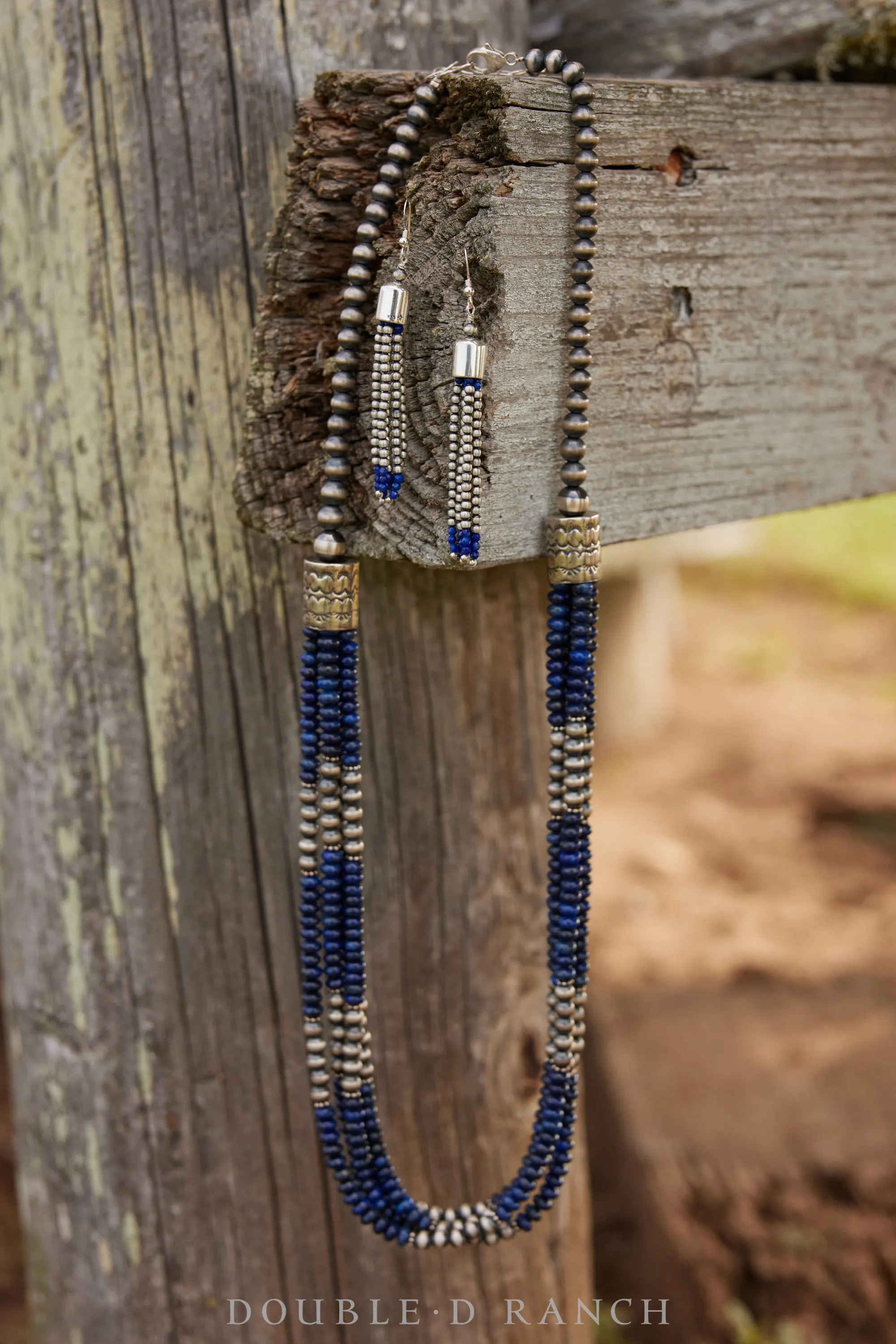 Necklace, Desert Pearls, Lapis, 4 Strands, Contemporary, 3016